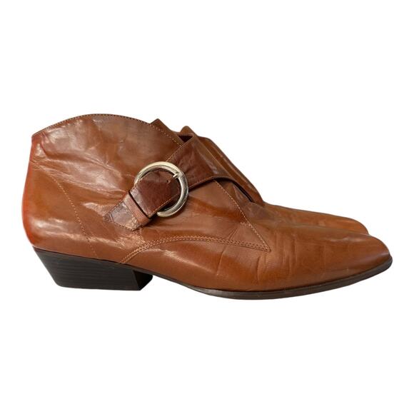 Vintage 9 West Mercedes brown boots with side buckle strap closing size 7.5 - Picture 2 of 16